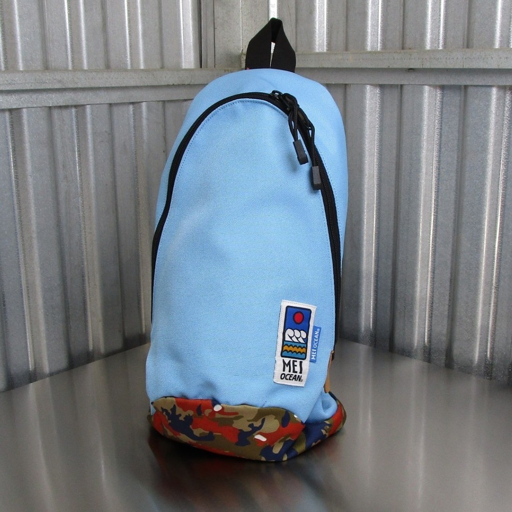 Mei Ocean Sling Backpack Light Blue Camo Trim One Strap Crossbody Bag